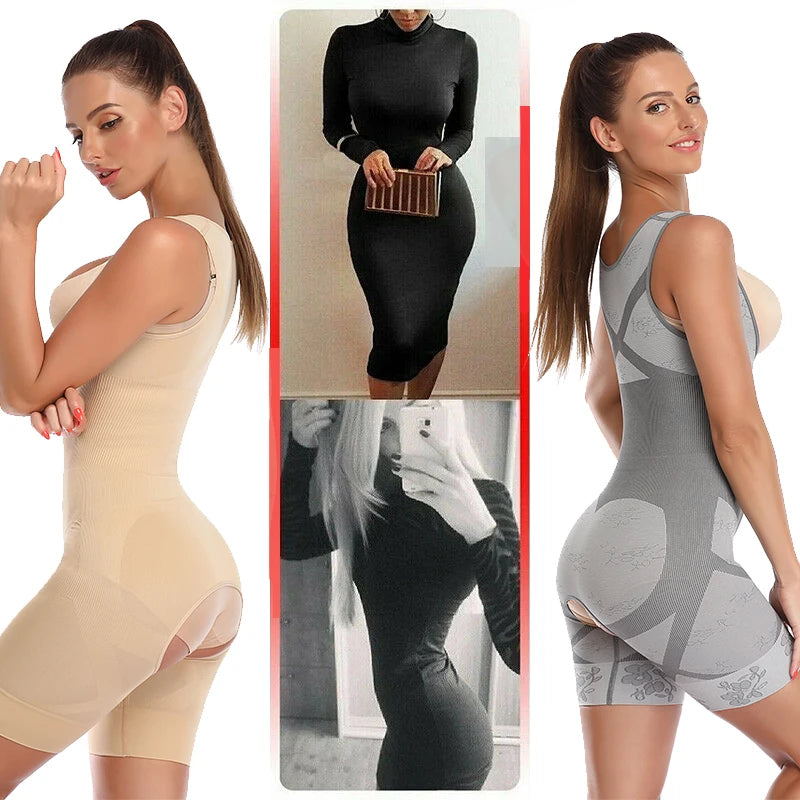 Shapewear Women Full Body Shaper Slimming Bodysuit Open Crotch Corset Waist Trainer Shaping Underwear Postpartum Recovery Sheath