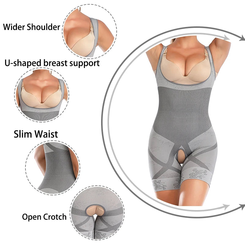 Shapewear Women Full Body Shaper Slimming Bodysuit Open Crotch Corset Waist Trainer Shaping Underwear Postpartum Recovery Sheath