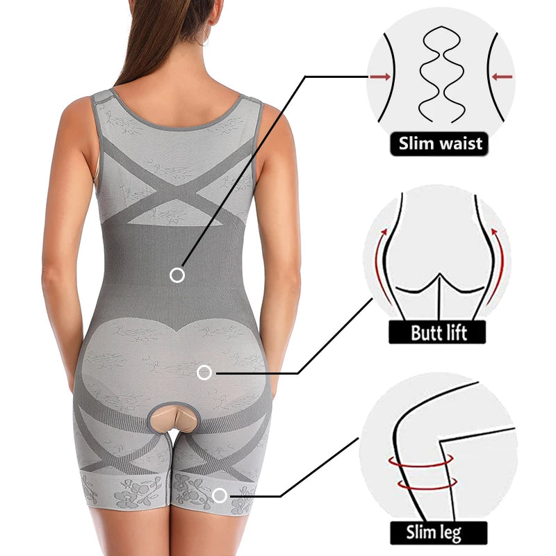 Shapewear Women Full Body Shaper Slimming Bodysuit Open Crotch Corset Waist Trainer Shaping Underwear Postpartum Recovery Sheath