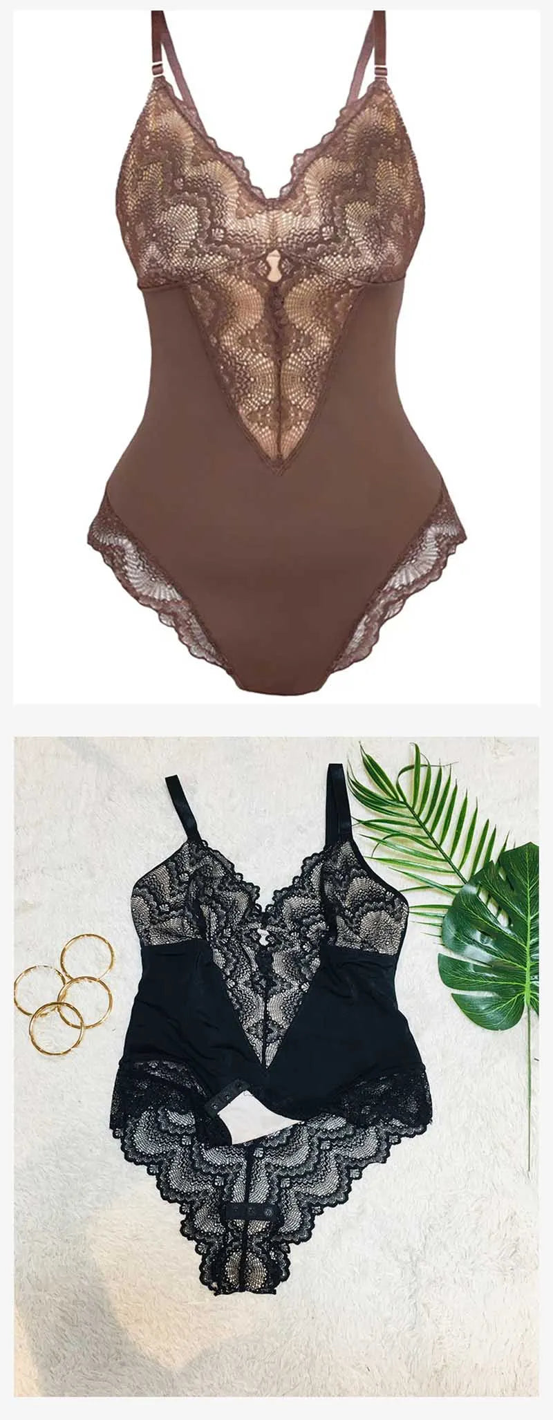 Women's Shapewear Body Shaper Sexy Lace V Neck Bodysuits OpenBody Suit Sexy Jumpsuit Underwear Lingerie