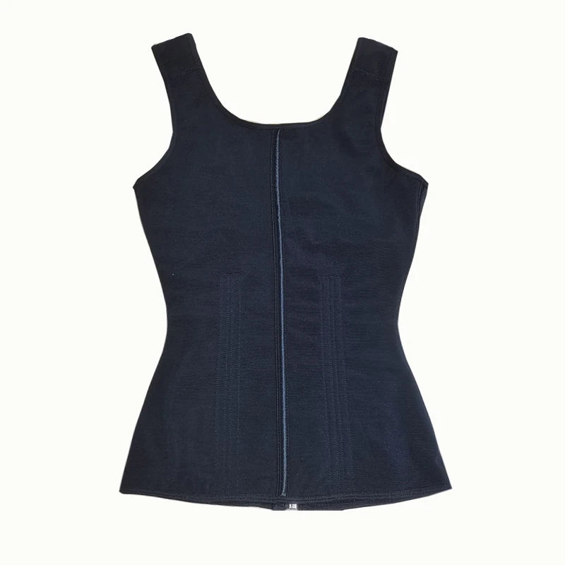 Shapewear Women Colombian Fajas Waist Trainer Tummy Control Vest Body Shaper 17 Steel Bones 3-Row Hooks Zipper Adjustable Strap