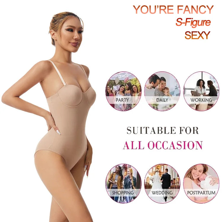Women Summer New Plus Size Body Shaper Ladies With Steel Rims Bras Jumpsuit Dress Specific Strapless Seamless Shapewear