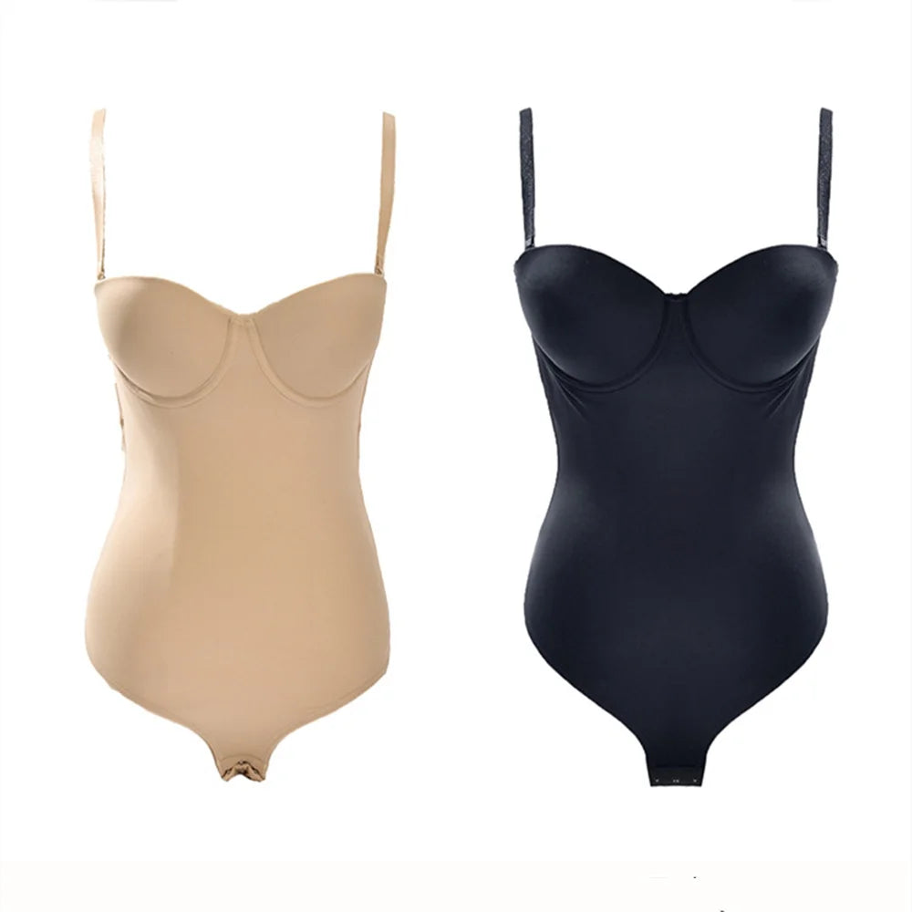 Women's Full Body Shaper Corset Sexy Seamless Backless Bra Wedding Bridal Dress Thong Slimming Bodysuit Invisible Bra Underwear