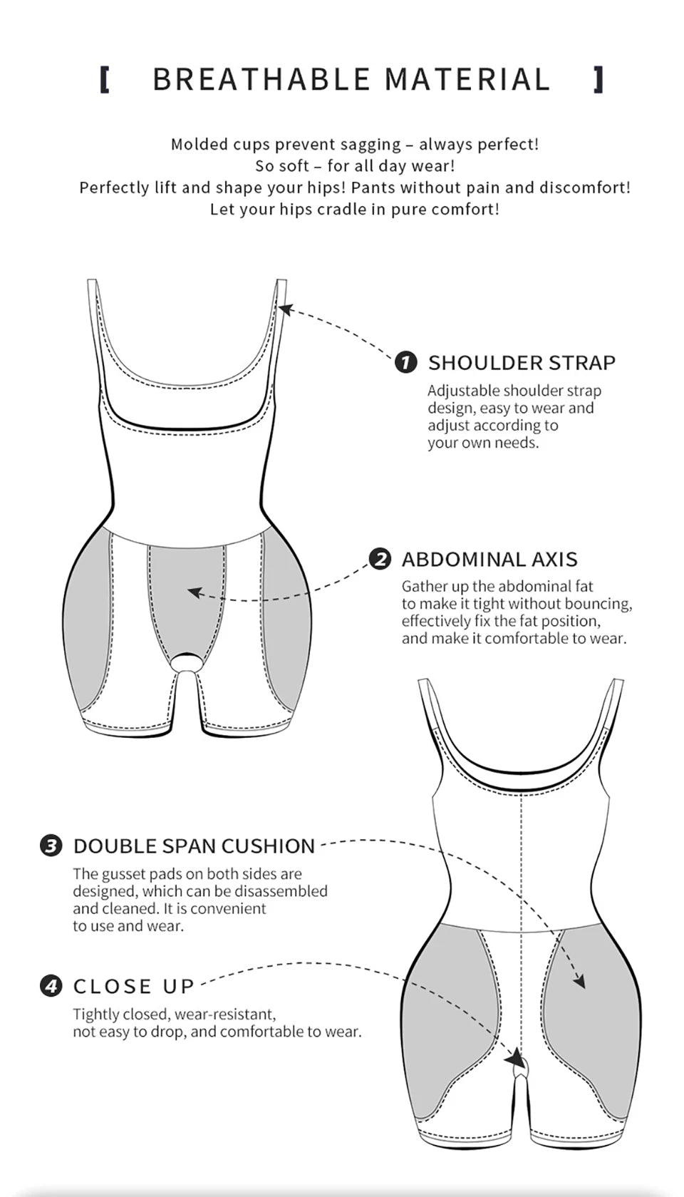 Women Upgraded Butt Lifing Shapewear Hourglass Body Shaper Bodysuit with Side Hip Pads Booty Enhancer Tummy Control Corset Fajas