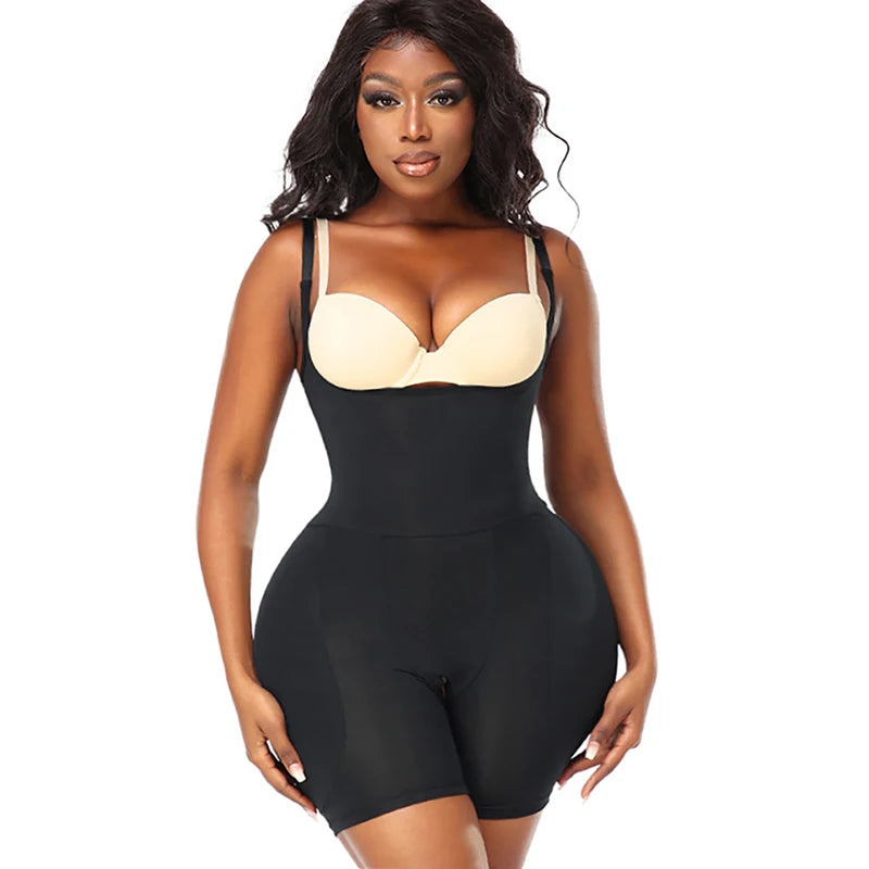 Women Upgraded Butt Lifing Shapewear Hourglass Body Shaper Bodysuit with Side Hip Pads Booty Enhancer Tummy Control Corset Fajas