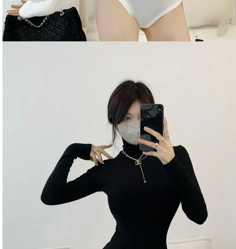 Women's Round Collar Elastic Bodysuit Long Sleeve Jumpsuit Shapewear Shaper Lady Sexy Seamless Female  Clothes Autumn Winter