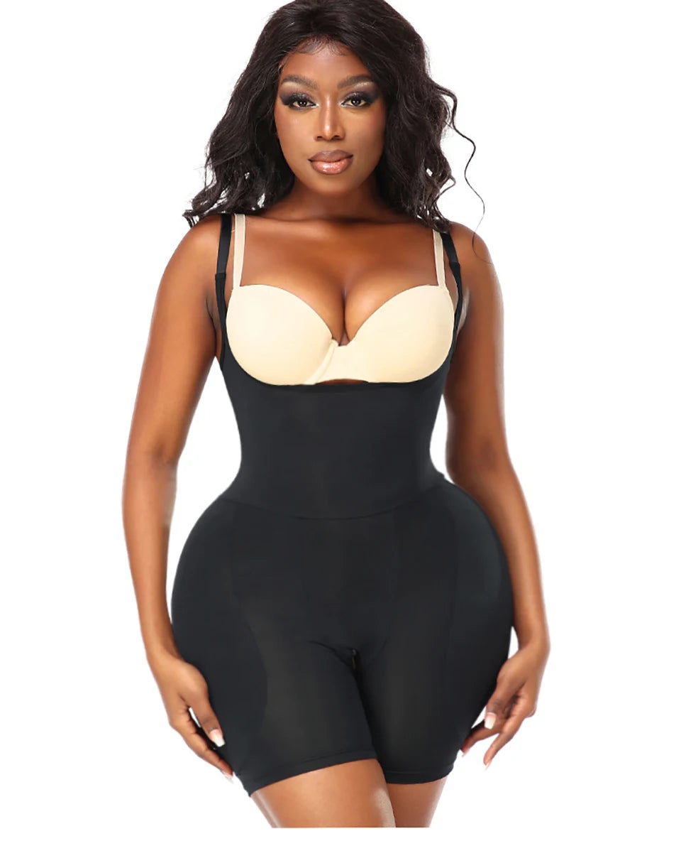 Women Upgraded Butt Lifing Shapewear Hourglass Body Shaper Bodysuit with Side Hip Pads Booty Enhancer Tummy Control Corset Fajas