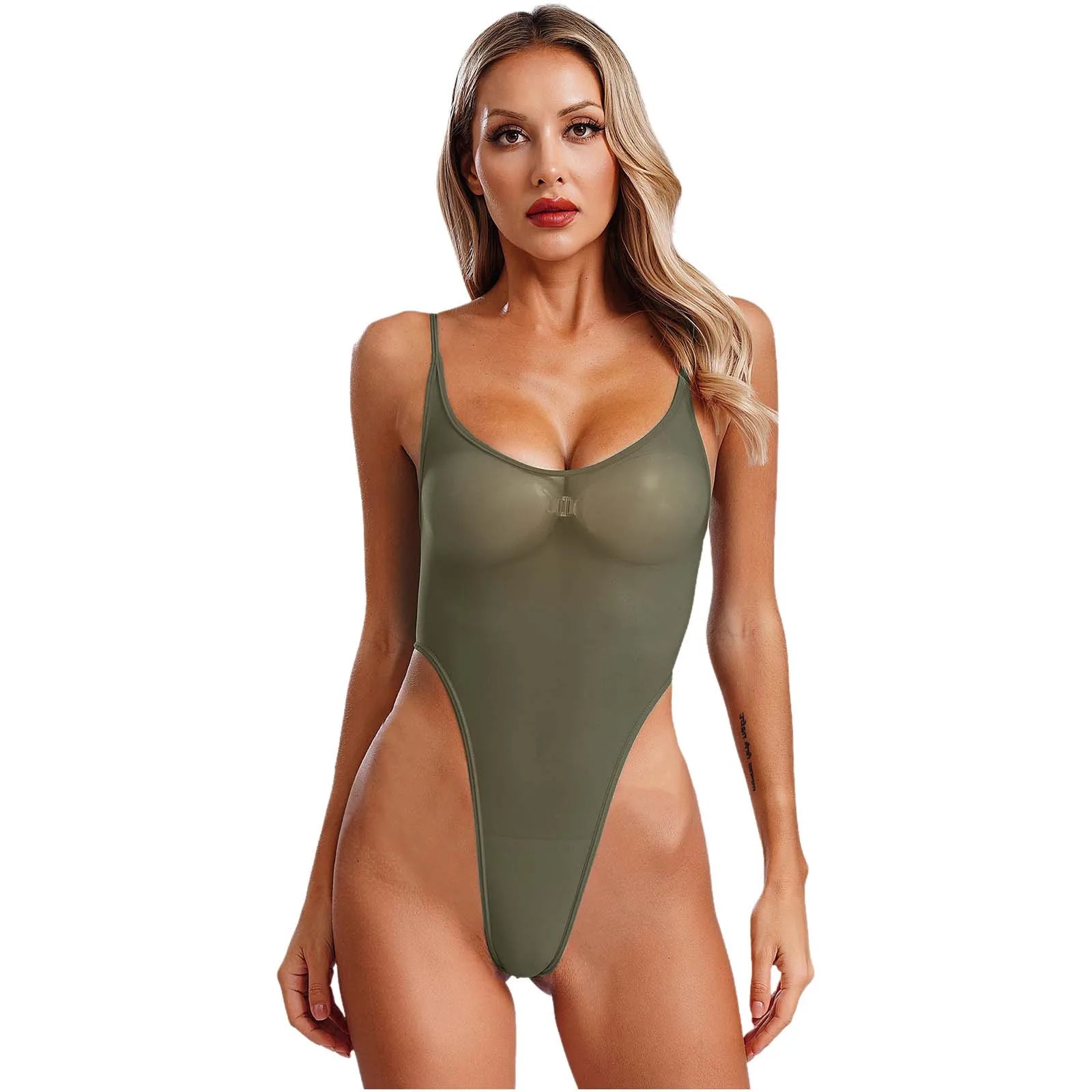 Womens Lingerie See Through Bodysuit High Cut Cami Jumpsuit Erotic Bodysuit Fun Underwear Club Wear Sexy Role Play Clothings