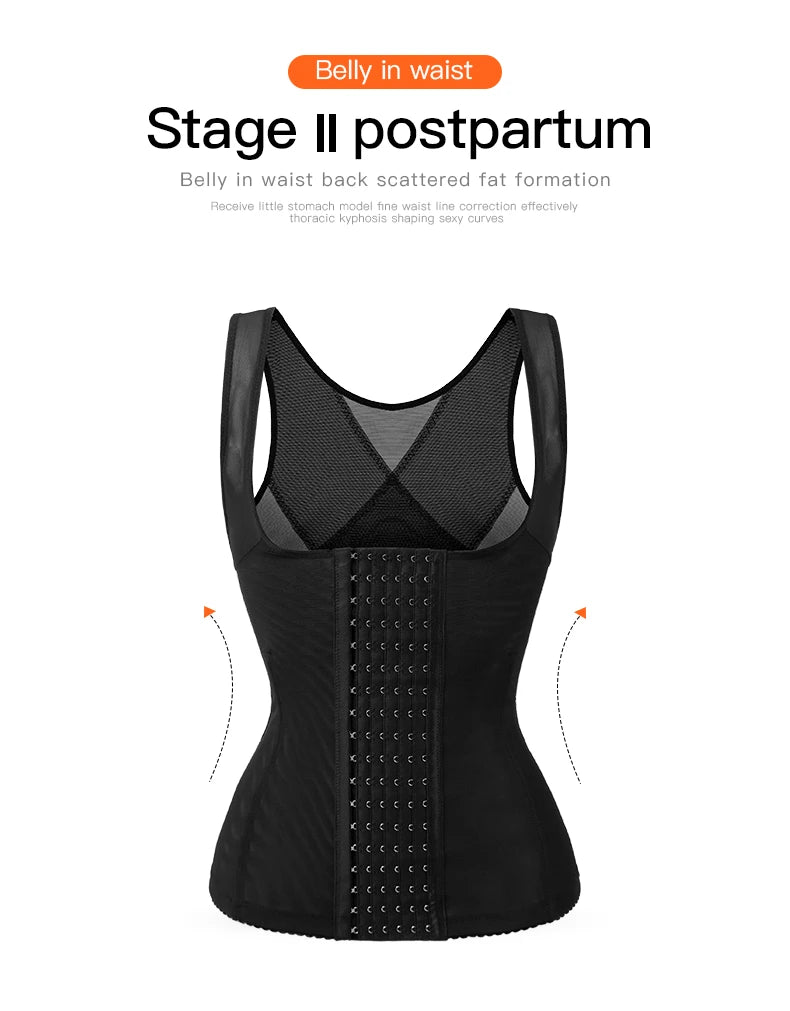 Women Sexy Body Shaper Waist Corset Upper Support Gather Vest-style Body Shaper Postpartum Abdomen Corset Fajas Colombianas