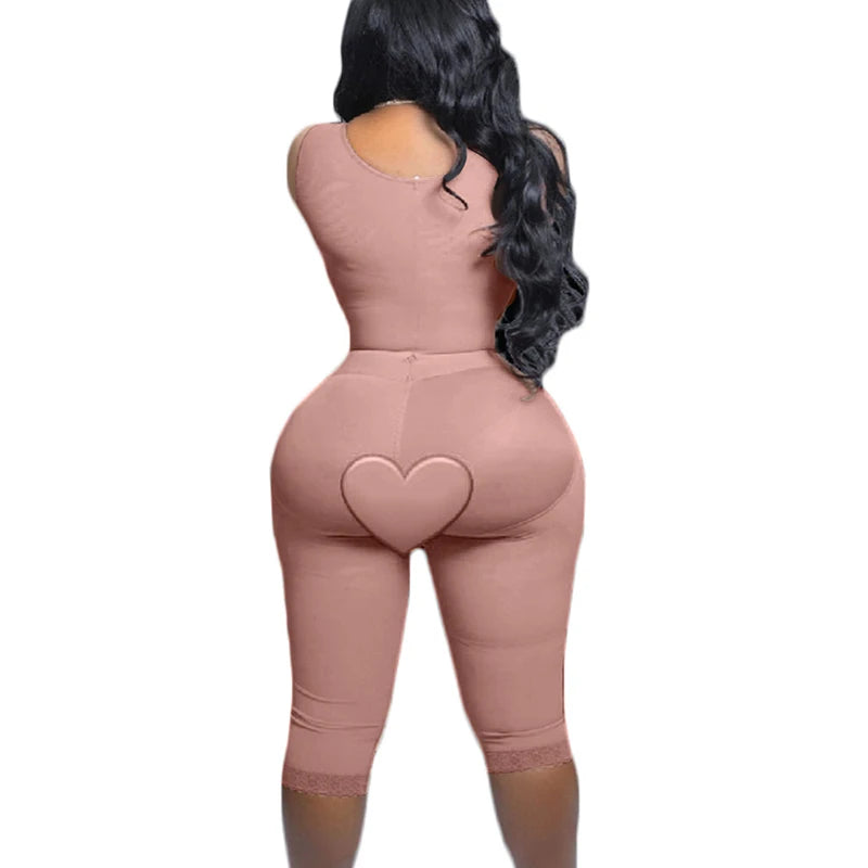 Full Body Shapewear With Sleeves Knee Length Shorts Butt Lift Up Tigh Slimming Front Hooks Waist Trainer Shapewear for Women