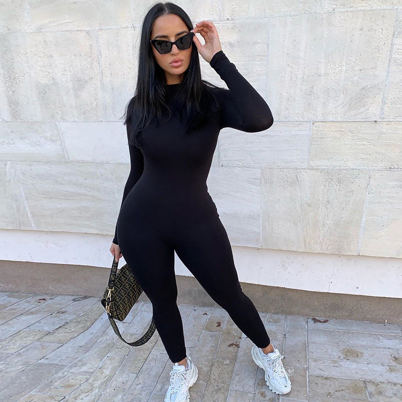 2025 Fall Women Sexy Jumpsuit Streetwear Long Sleeve Bodycon Solid Sport Fitness Jumpsuits Romper Overalls For Women Body suit