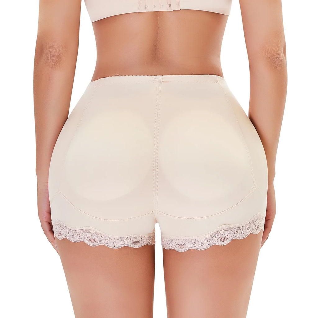 Women Padded Butt and Hip Shapewear Fake Ass Butt Pads Buttocks Panties with Lace Sexy Butt Push Up Panty Body Shaper Shorts