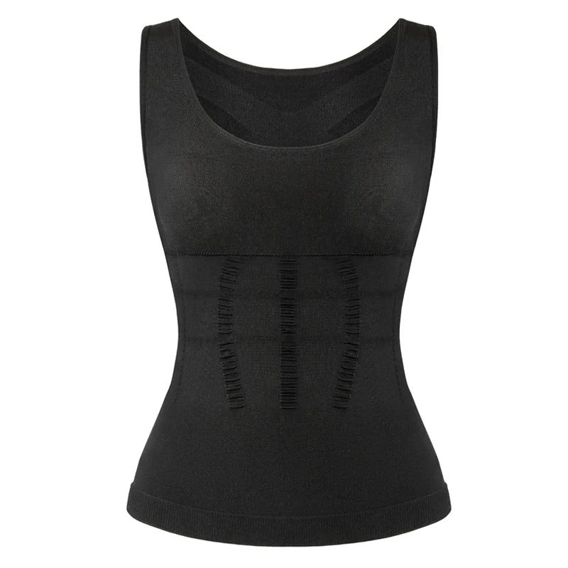 Women Padded Shapewear Camisole Body Shaper Compression Shirt With Pads Waist Trainer Tummy Slimming Tank Tops Seamless Corset