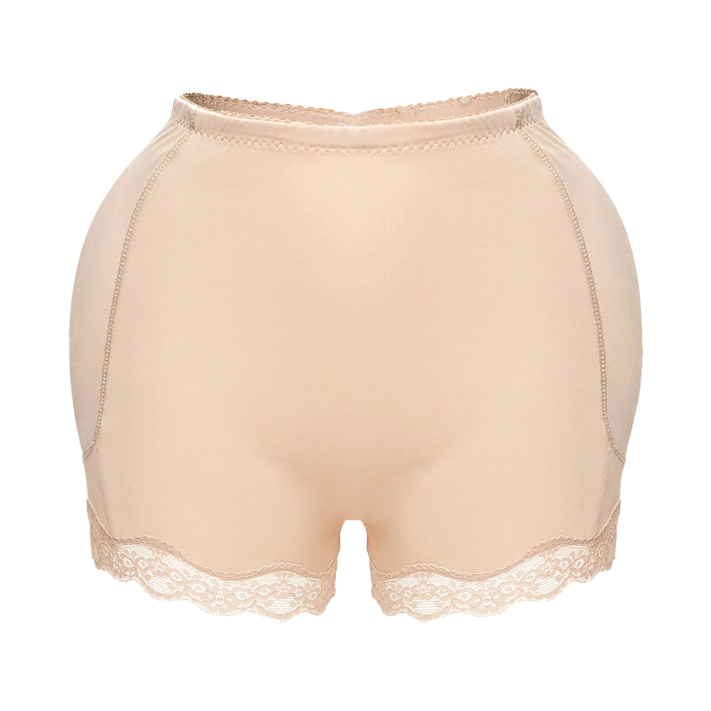 Women Padded Butt and Hip Shapewear Fake Ass Butt Pads Buttocks Panties with Lace Sexy Butt Push Up Panty Body Shaper Shorts