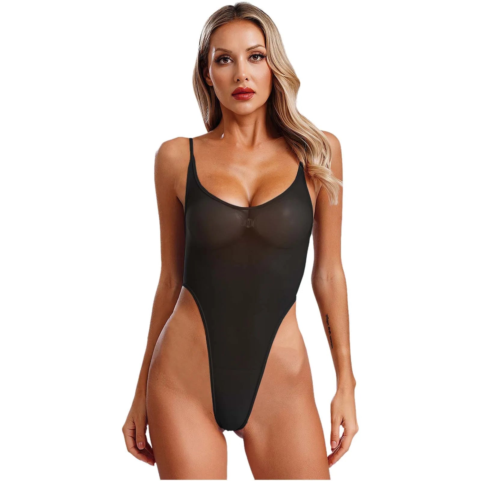 Womens Lingerie See Through Bodysuit High Cut Cami Jumpsuit Erotic Bodysuit Fun Underwear Club Wear Sexy Role Play Clothings