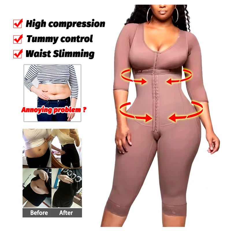 Full Body Colombian Girdles Shaper High Compression Bodysuits Postoperative Postpartum Lipo Arm Slimmer Waist Reducing Shapewear