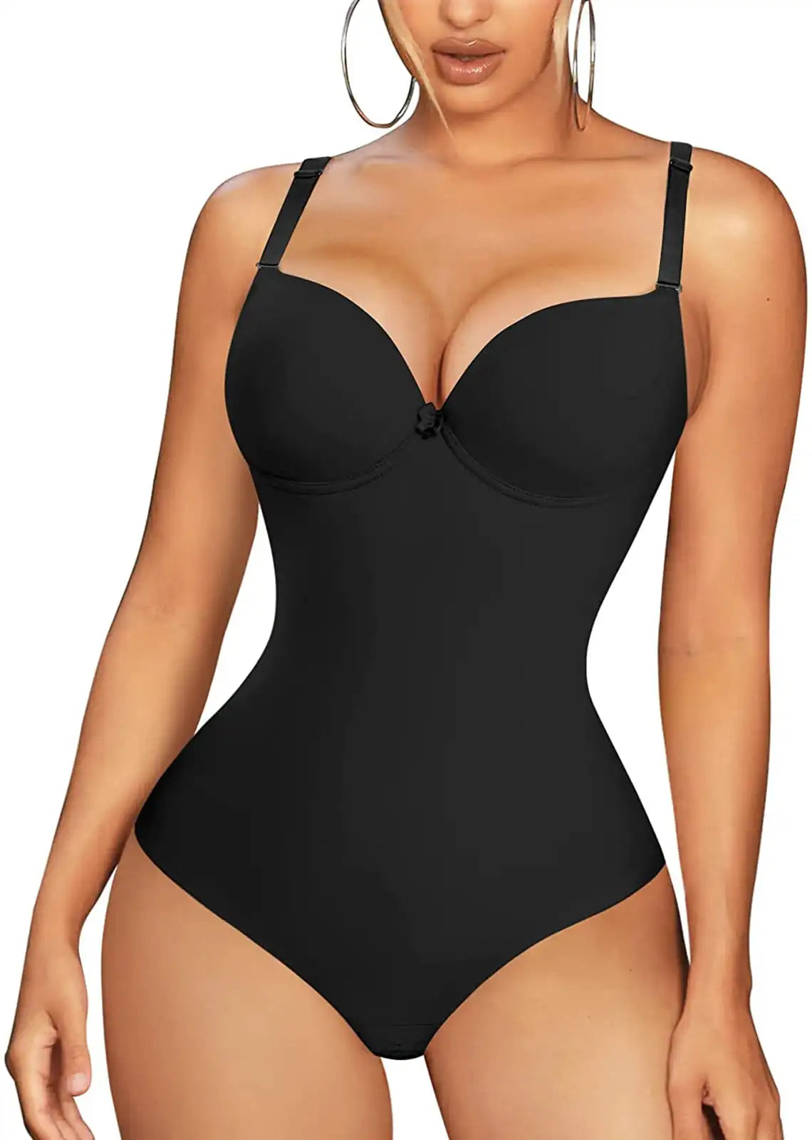 Shapewear Bodysuit for Women Slimming Body Shaper Waist Trainer Sexy V Neck Underwire Bra Jumpsuit Tummy Control Smooth Bodywear