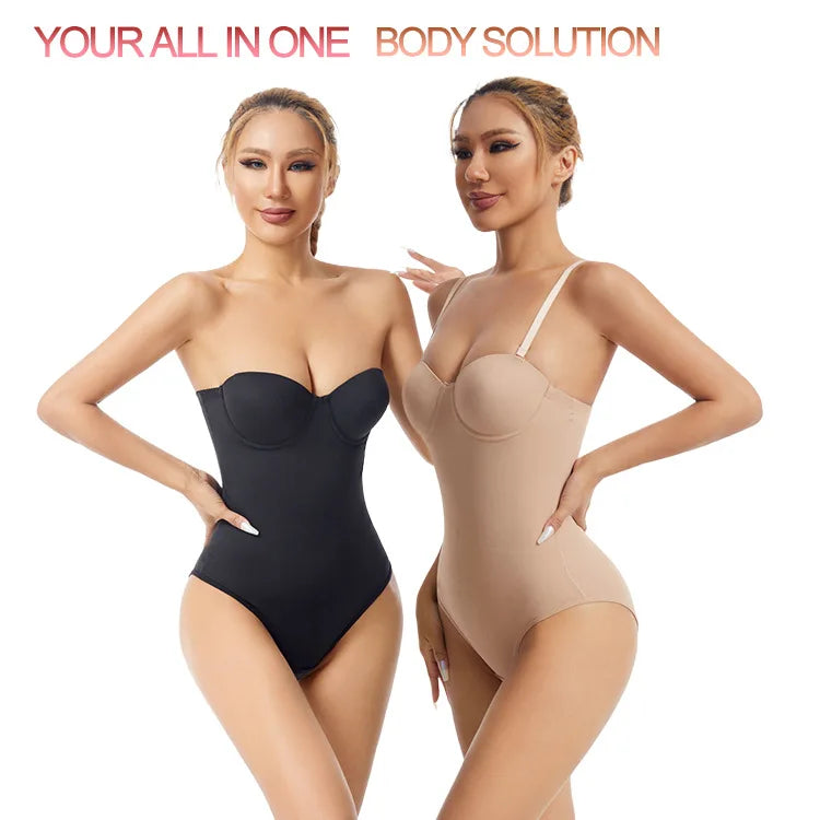Women Summer New Plus Size Body Shaper Ladies With Steel Rims Bras Jumpsuit Dress Specific Strapless Seamless Shapewear
