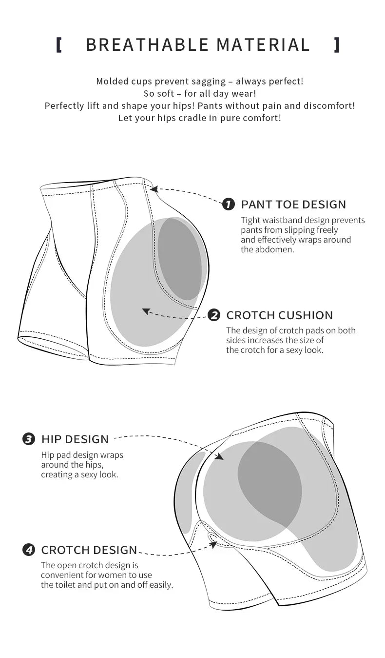 Shapewear Women Control Panties Hip&butt Pad 4 Pads Lifting Up Body Shaper Panty Enhancer Sponge Padded Buttocks Bigger