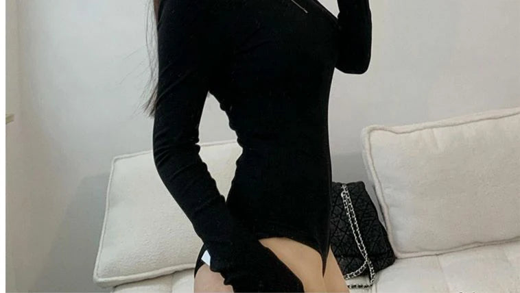 Women's Round Collar Elastic Bodysuit Long Sleeve Jumpsuit Shapewear Shaper Lady Sexy Seamless Female  Clothes Autumn Winter