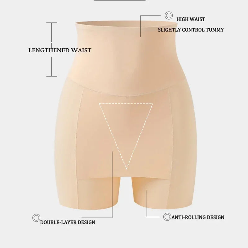 Women's High Waist Shorts | Ice Silk Seamless Underwear | Tummy Control Shapewear | Double Layer Safety Pants | Breathable Fabri