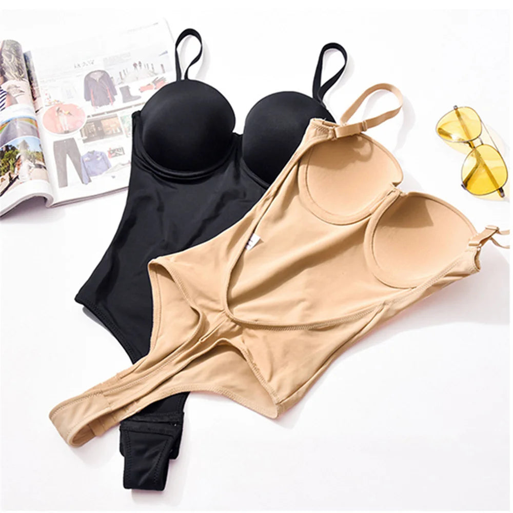 Women's Full Body Shaper Corset Sexy Seamless Backless Bra Wedding Bridal Dress Thong Slimming Bodysuit Invisible Bra Underwear