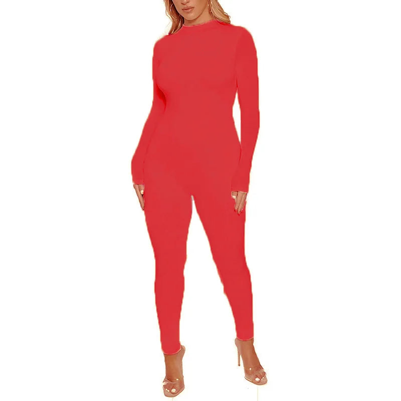 2025 Fall Women Sexy Jumpsuit Streetwear Long Sleeve Bodycon Solid Sport Fitness Jumpsuits Romper Overalls For Women Body suit