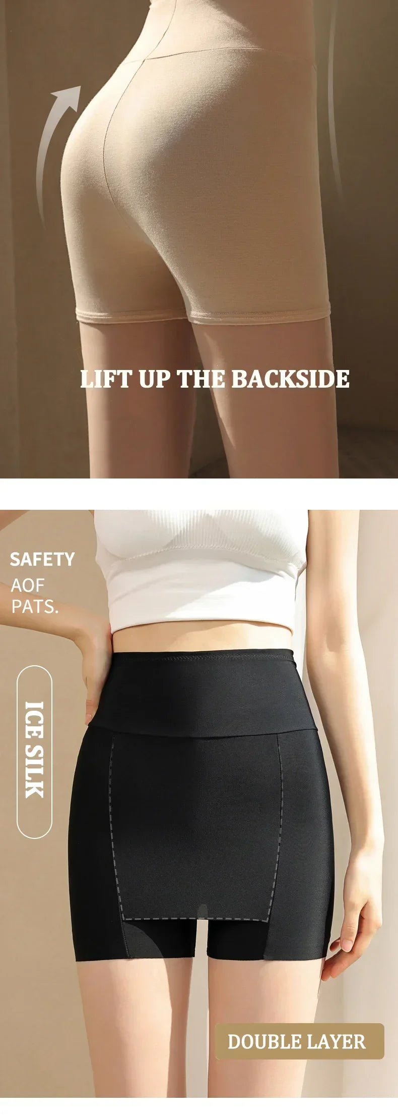 Women's High Waist Shorts | Ice Silk Seamless Underwear | Tummy Control Shapewear | Double Layer Safety Pants | Breathable Fabri