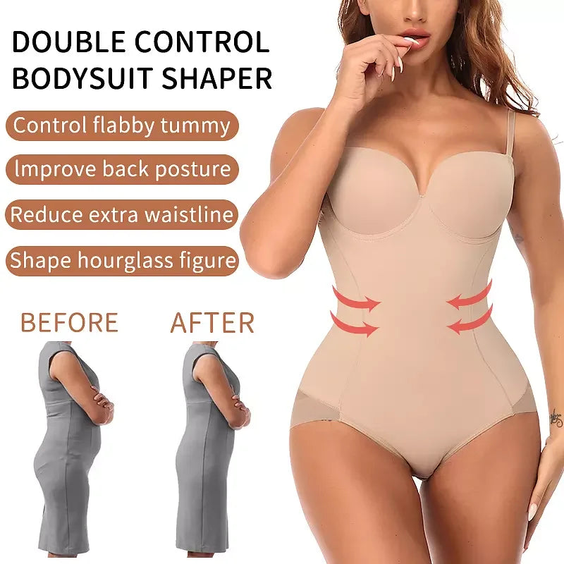 Shapewear Bodysuit for Women Slimming Body Shaper Waist Trainer Sexy V Neck Underwire Bra Jumpsuit Tummy Control Smooth Bodywear