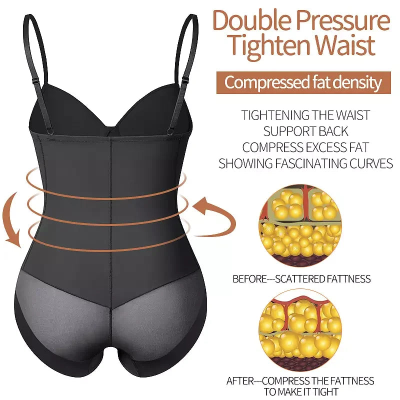 Shapewear Bodysuit for Women Slimming Body Shaper Waist Trainer Sexy V Neck Underwire Bra Jumpsuit Tummy Control Smooth Bodywear