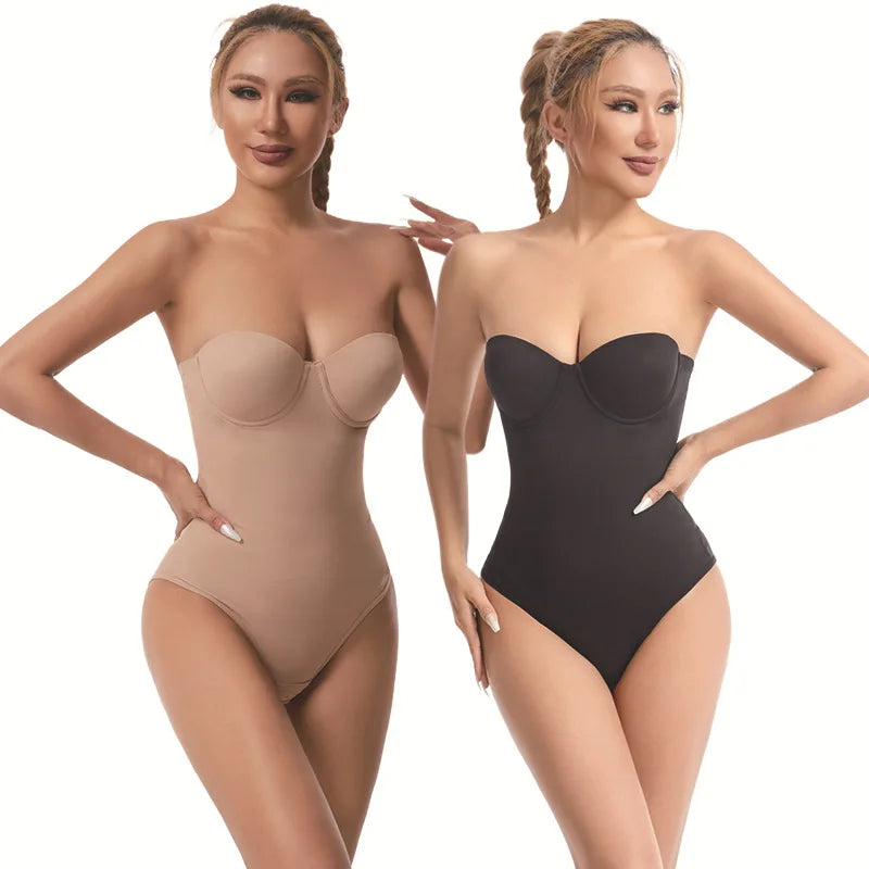 Women Summer New Plus Size Body Shaper Ladies With Steel Rims Bras Jumpsuit Dress Specific Strapless Seamless Shapewear