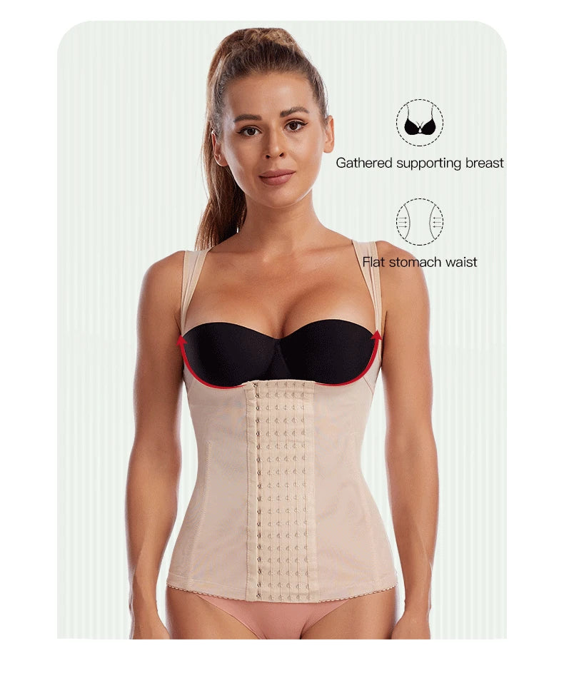 Women Sexy Body Shaper Waist Corset Upper Support Gather Vest-style Body Shaper Postpartum Abdomen Corset Fajas Colombianas