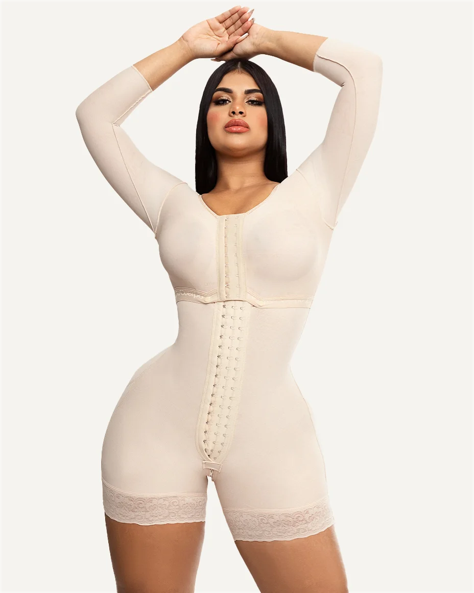 Women Faja Colombiana Postquirúrgica Shapewear Belts For Women Remove The Belly Breasted With Sleeved Bodysuit