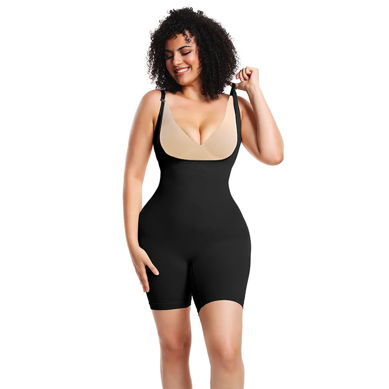 Shapewear Bodysuit for Women Underbust Full Body Shaper Slimming Short Tummy Control Waist Trainer Open Crotch Corset Fajas
