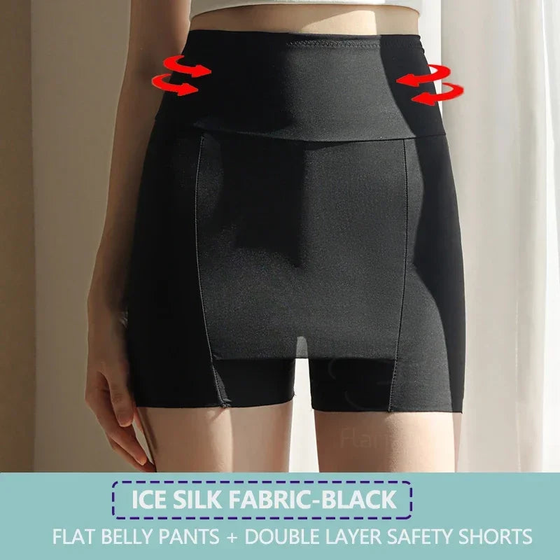 Women's High Waist Shorts | Ice Silk Seamless Underwear | Tummy Control Shapewear | Double Layer Safety Pants | Breathable Fabri
