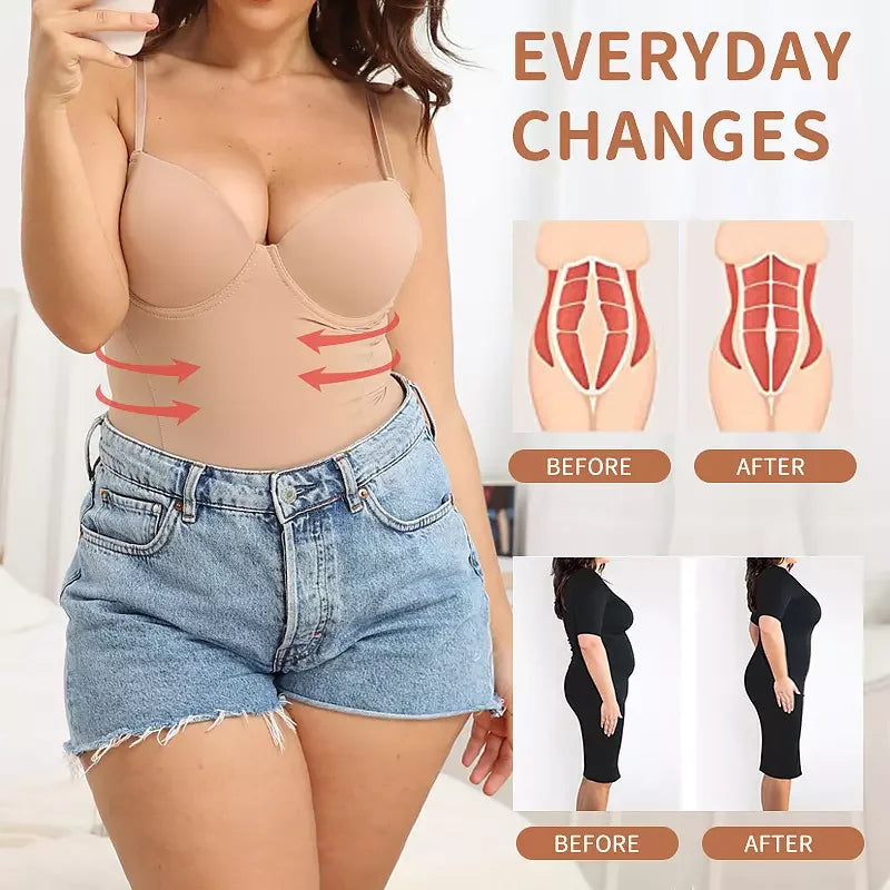 Shapewear Bodysuit for Women Slimming Body Shaper Waist Trainer Sexy V Neck Underwire Bra Jumpsuit Tummy Control Smooth Bodywear