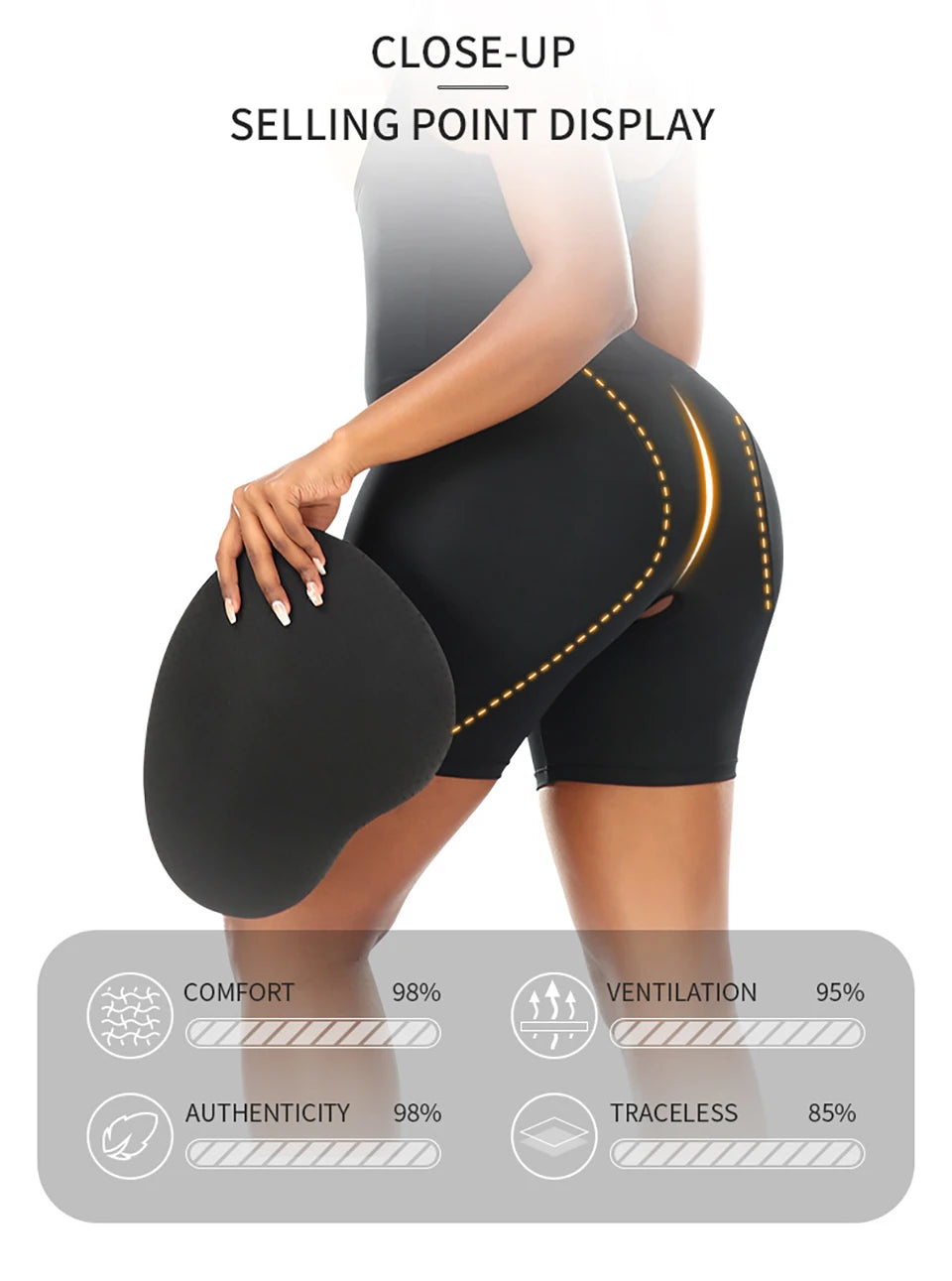 Women Upgraded Butt Lifing Shapewear Hourglass Body Shaper Bodysuit with Side Hip Pads Booty Enhancer Tummy Control Corset Fajas