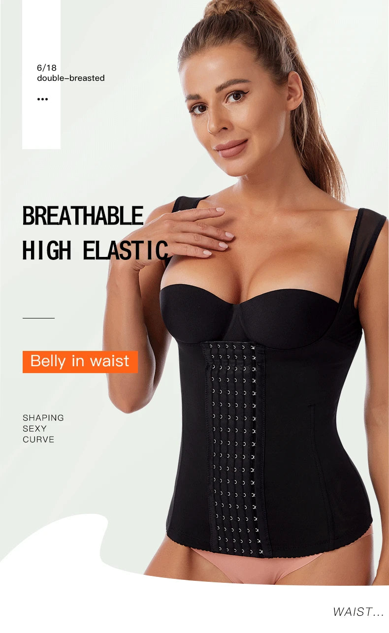 Women Sexy Body Shaper Waist Corset Upper Support Gather Vest-style Body Shaper Postpartum Abdomen Corset Fajas Colombianas