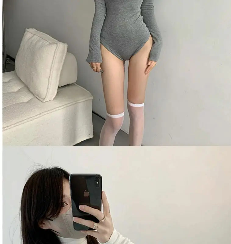 Women's Round Collar Elastic Bodysuit Long Sleeve Jumpsuit Shapewear Shaper Lady Sexy Seamless Female  Clothes Autumn Winter