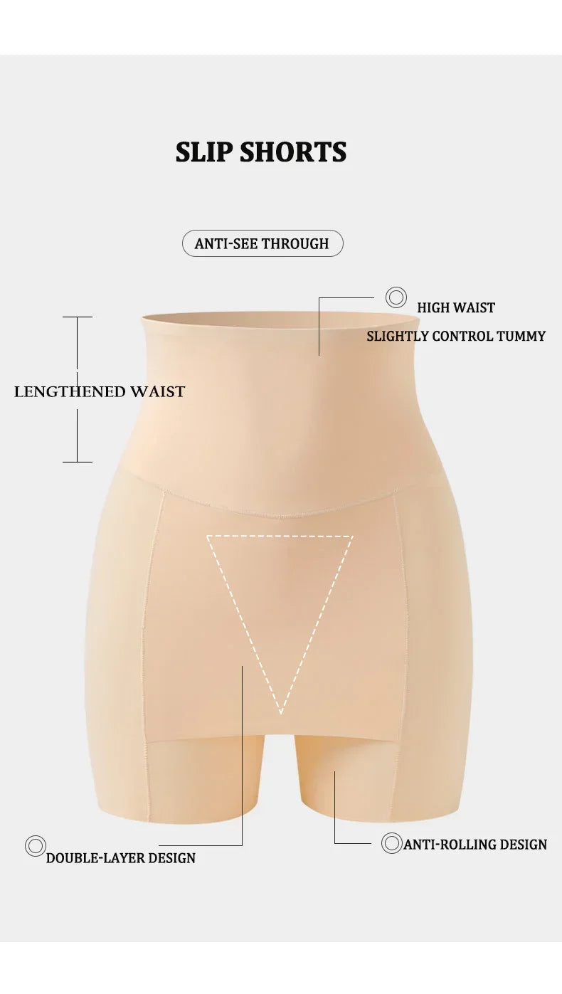 Women's High Waist Shorts | Ice Silk Seamless Underwear | Tummy Control Shapewear | Double Layer Safety Pants | Breathable Fabri