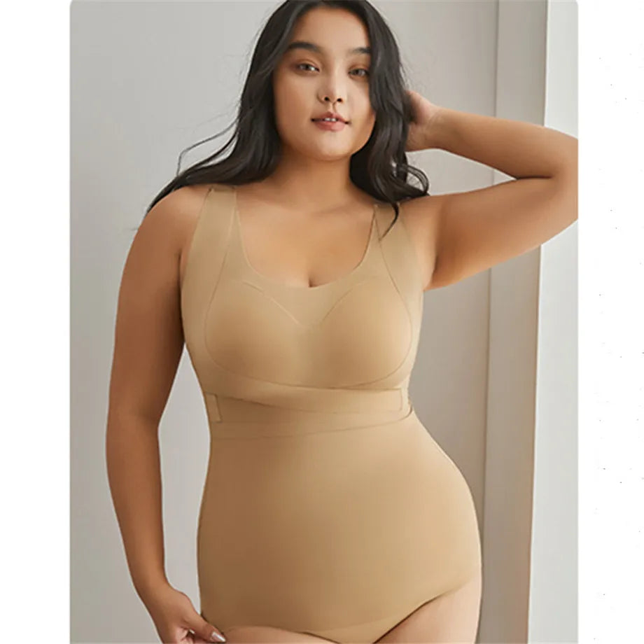 Body Shapewear for Women Seamless Solid Shaping Full Bodysuit Crew Neck Tummy Control Slimming Body Shaper Underwear & Shapewear