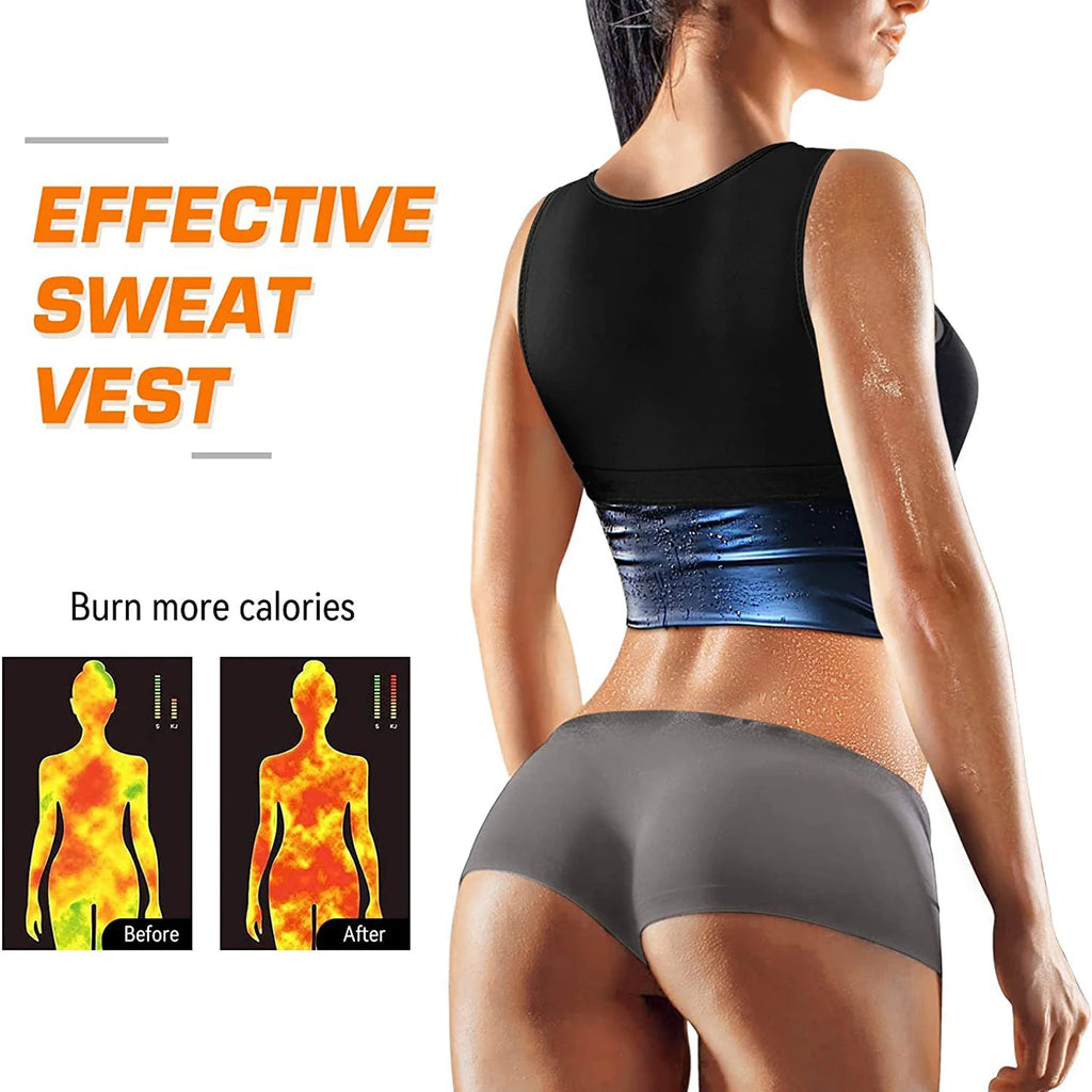 Sweat Vest Sauna Sweat Suit for Women Sauna Shirt Shapewear Blue