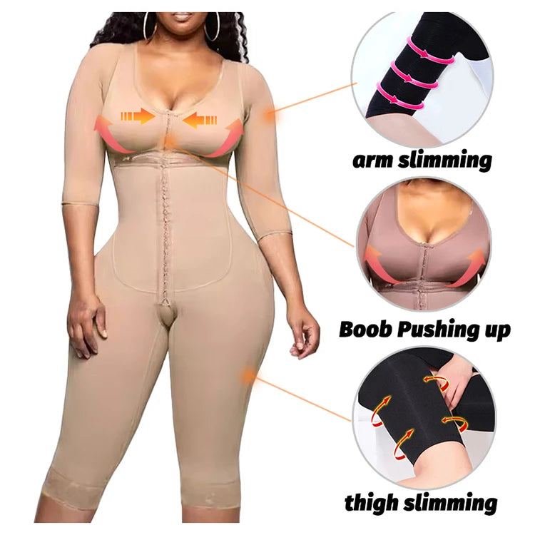Full Body Colombian Girdles Shaper High Compression Bodysuits Postoperative Postpartum Lipo Arm Slimmer Waist Reducing Shapewear