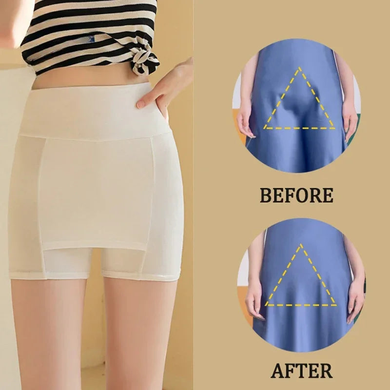 Women's High Waist Shorts | Ice Silk Seamless Underwear | Tummy Control Shapewear | Double Layer Safety Pants | Breathable Fabri