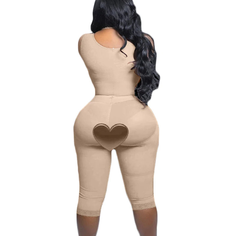Full Body Shapewear With Sleeves Knee Length Shorts Butt Lift Up Tigh Slimming Front Hooks Waist Trainer Shapewear for Women