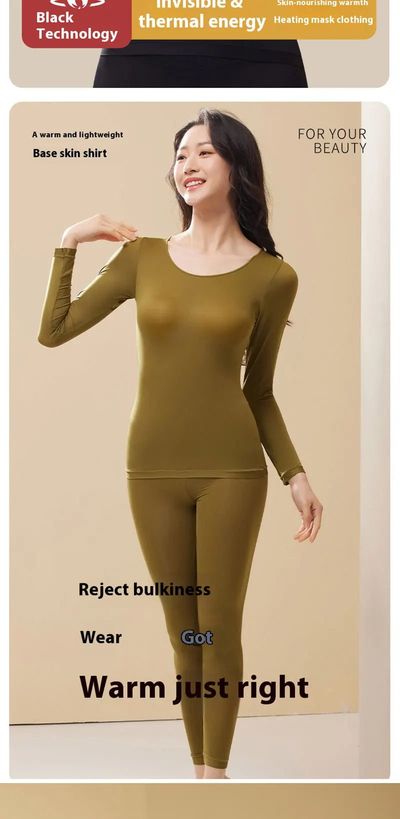 Women's Thermal Underwear Winter Clothes Seamless Thick Double Layer Warm Lingerie Women Thermal Clothing Set Woman 2 Pieces