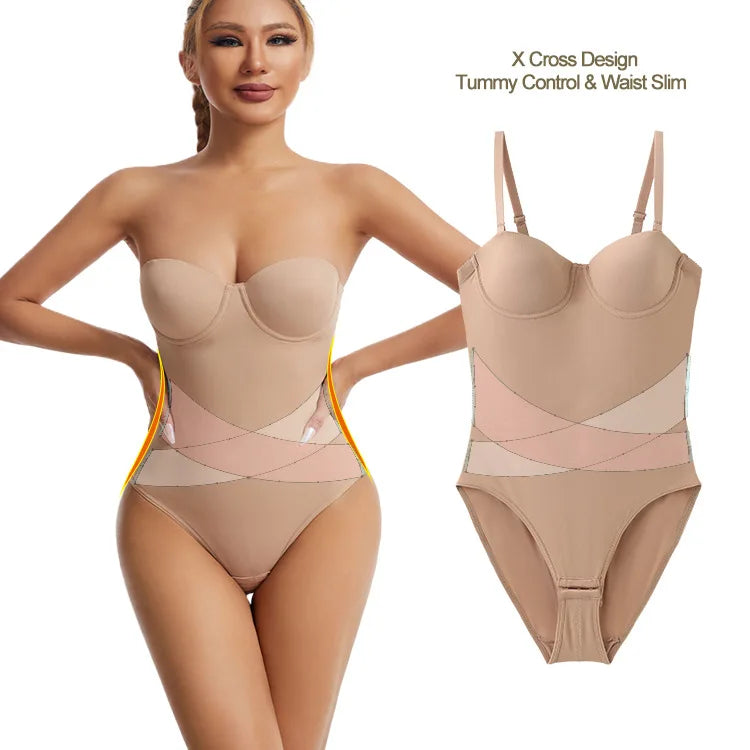 Women Summer New Plus Size Body Shaper Ladies With Steel Rims Bras Jumpsuit Dress Specific Strapless Seamless Shapewear