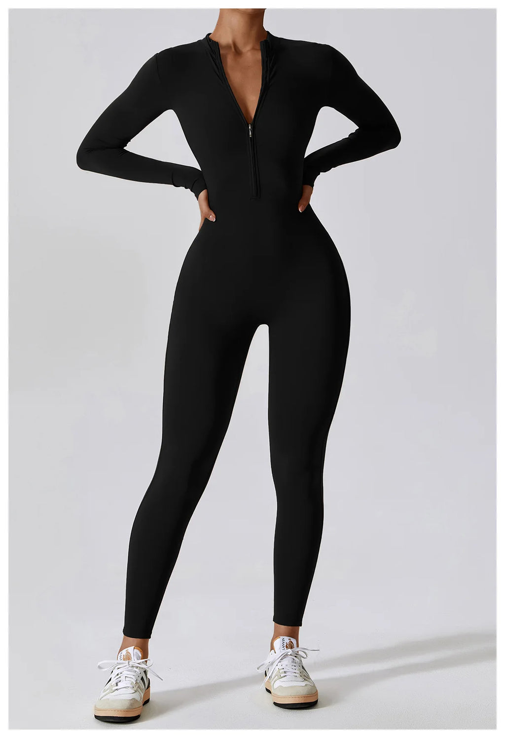 Women's Jumpsuits One-Piece Suit Zipper Long Sleeved Yoga Set Gym Push Up Workout Clothes Fitness Bodysuit Sportswear Tracksuit