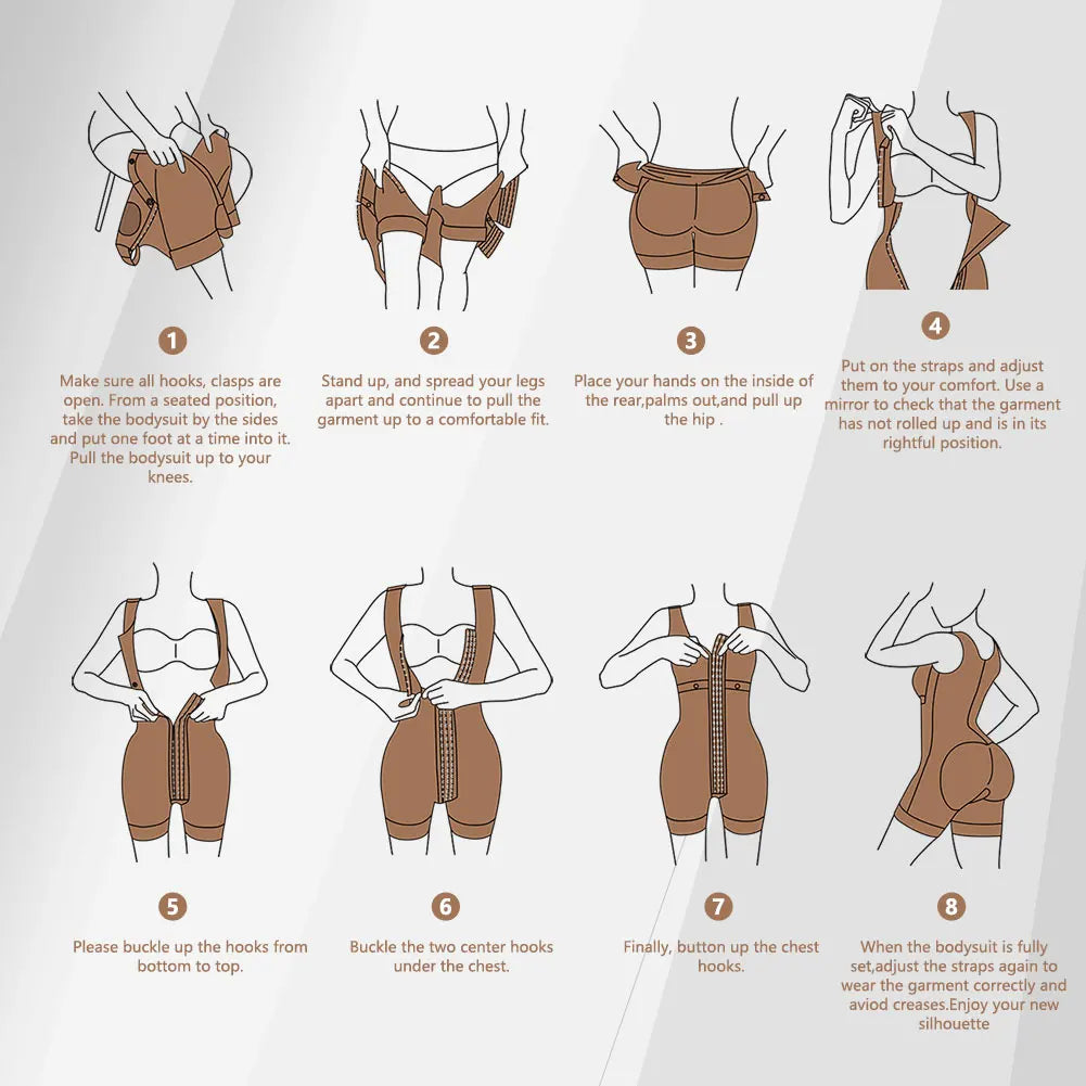 Fajas Colombianas Full Body Shapewear Compression Hourglass Girdle Postpartum Slimming Sheath Corset Women Butt Lifter