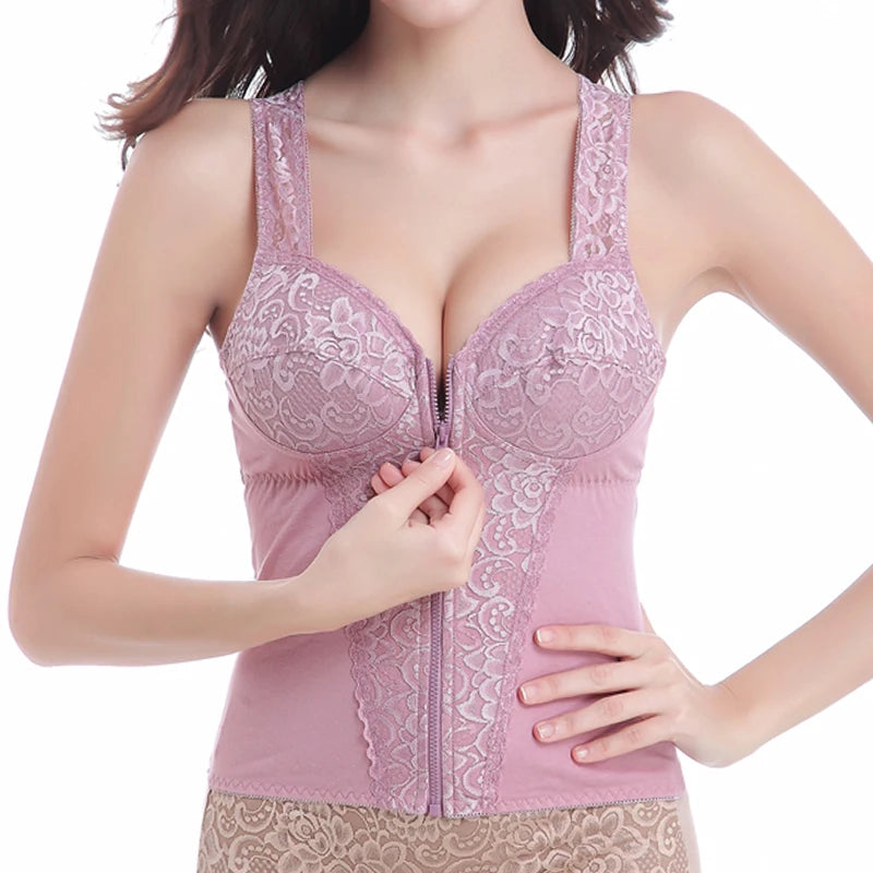 Women's Shapewear With Bra There Are Underwired free Body Shaper Slimming Clothes Front zipper top ﻿